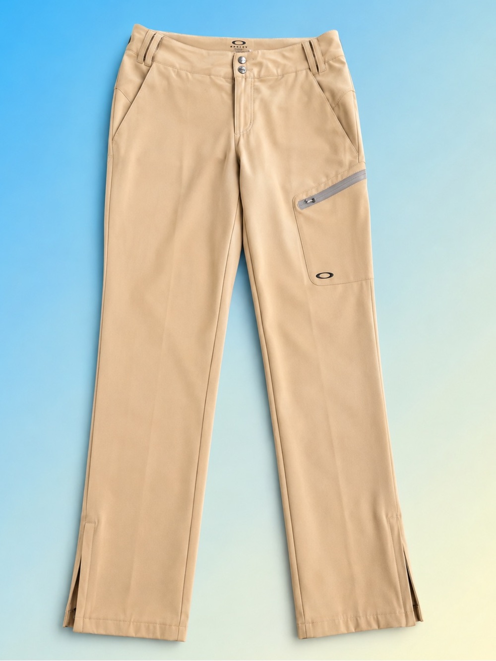 Oakley Women’s Golf Pants Tan Stretch Zip Ankle Performance Size 4